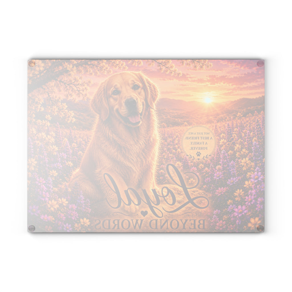 Golden Retriever 'Loyal Beyond Words' Glass Cutting Board | Dog Kitchen Decor