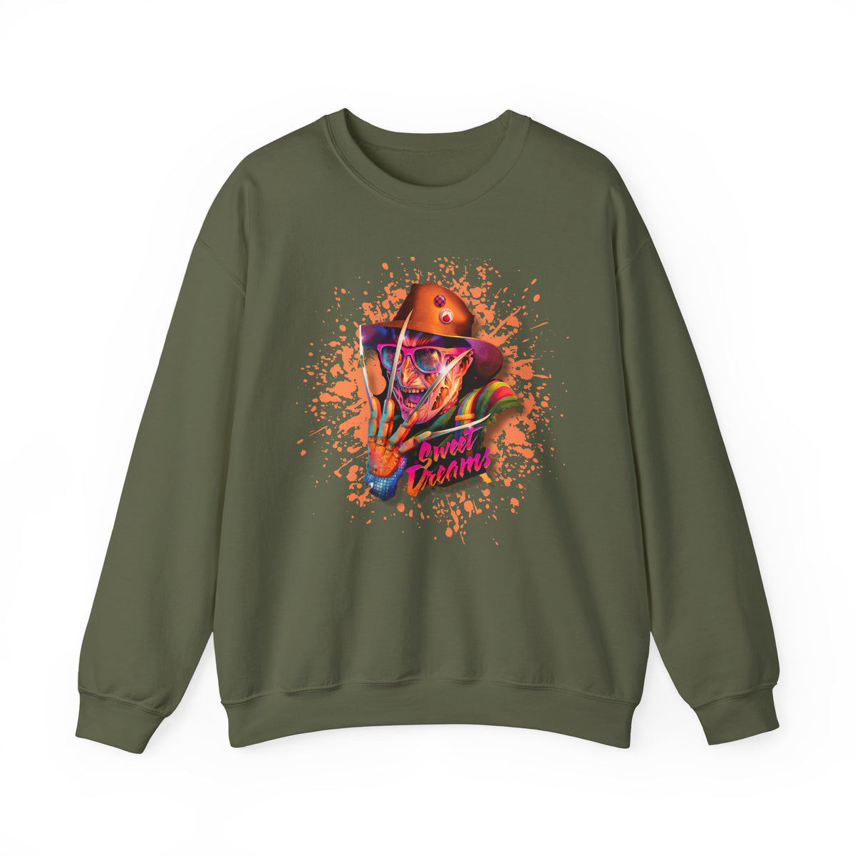 Neon Nightmare Freddy Krueger Sweatshirt | Retro Horror Splatter