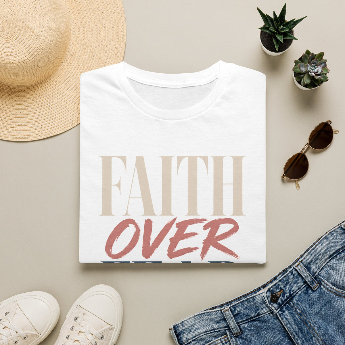 Faith Over Fear t-shirt | Inspirational Christian Typography Tee