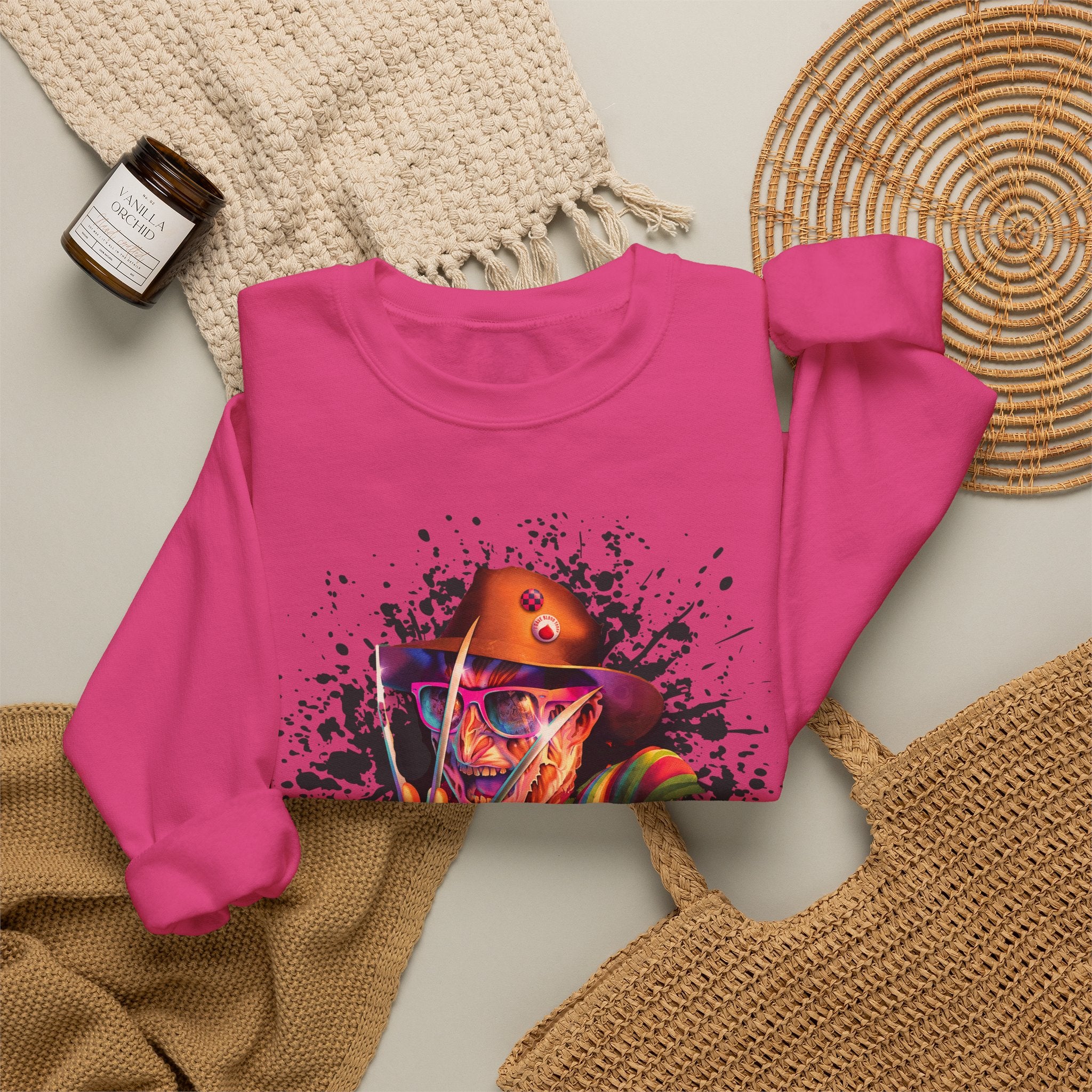 Neon Nightmare Freddy Krueger Sweatshirt | Retro Horror Splatter