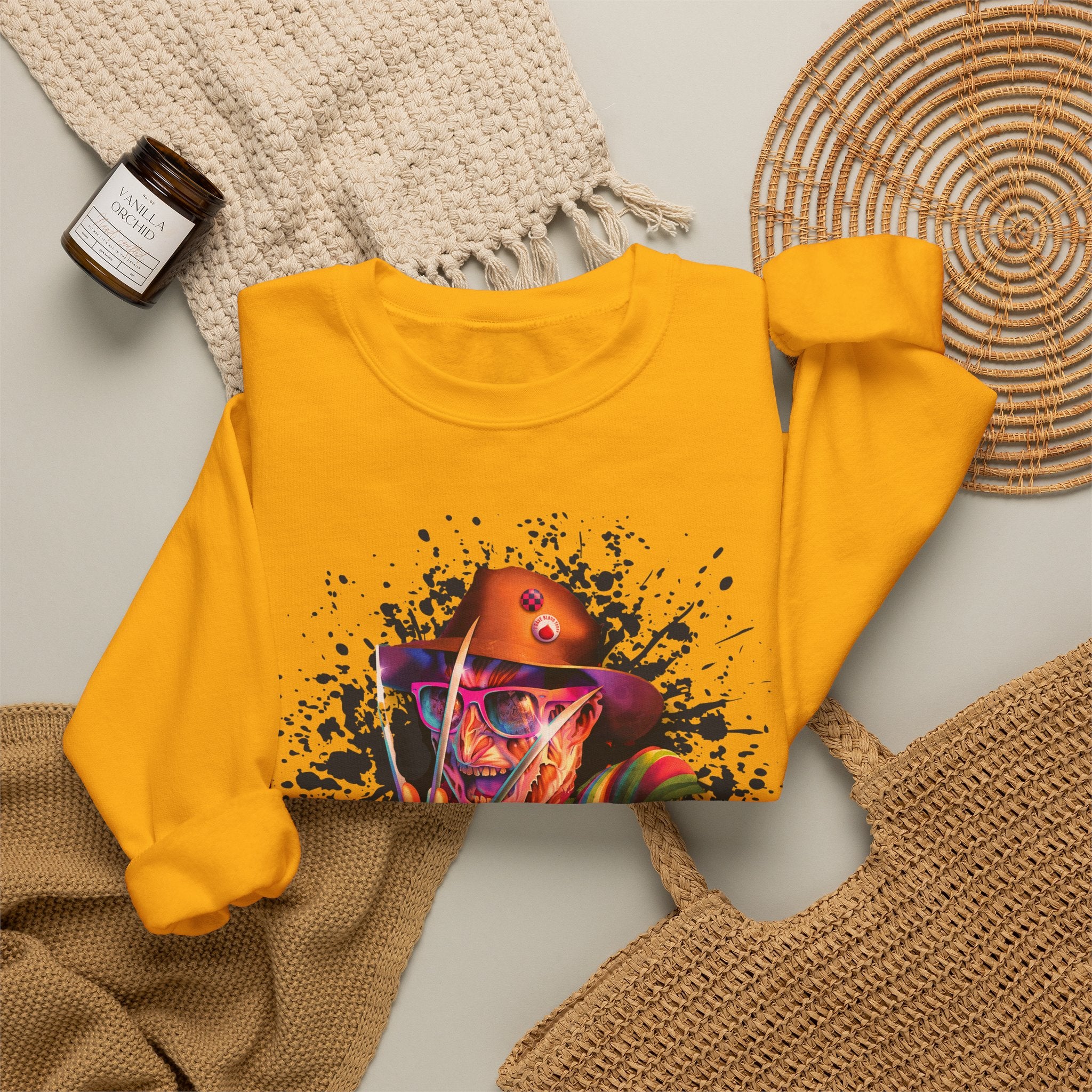 Neon Nightmare Freddy Krueger Sweatshirt | Retro Horror Splatter