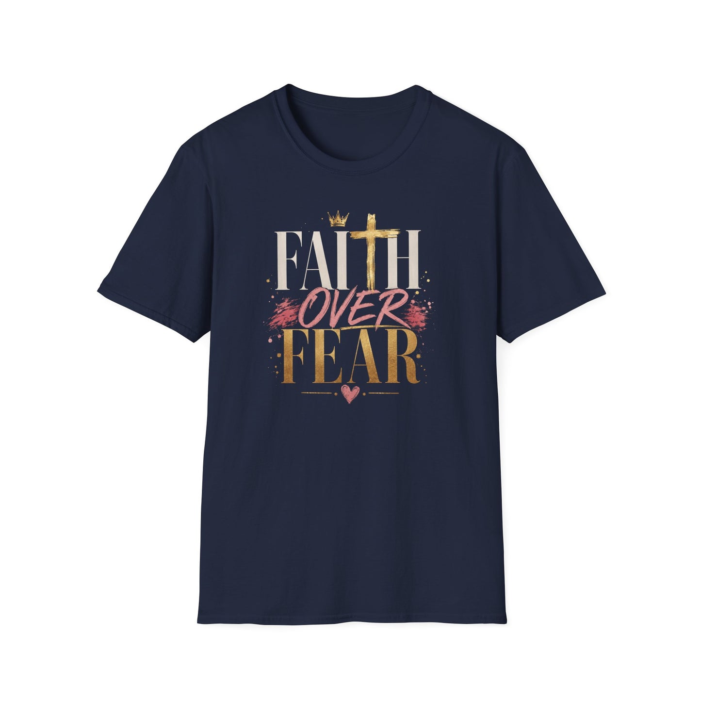 Faith Over Fear T-Shirt | Christian Cross Typography