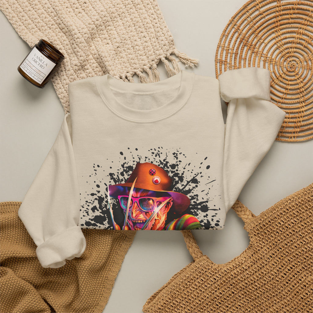 Neon Nightmare Freddy Krueger Sweatshirt | Retro Horror Splatter