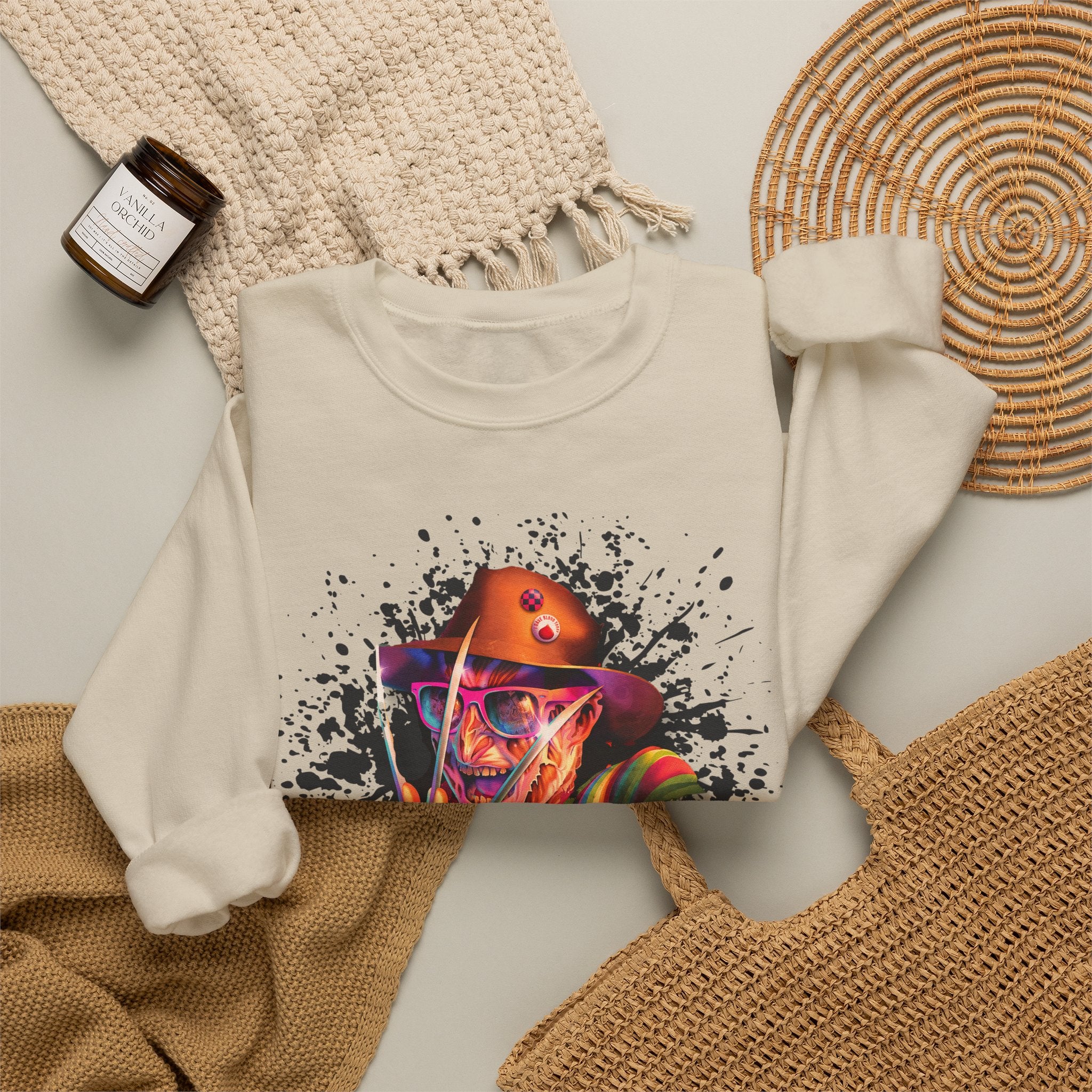 Neon Nightmare Freddy Krueger Sweatshirt | Retro Horror Splatter