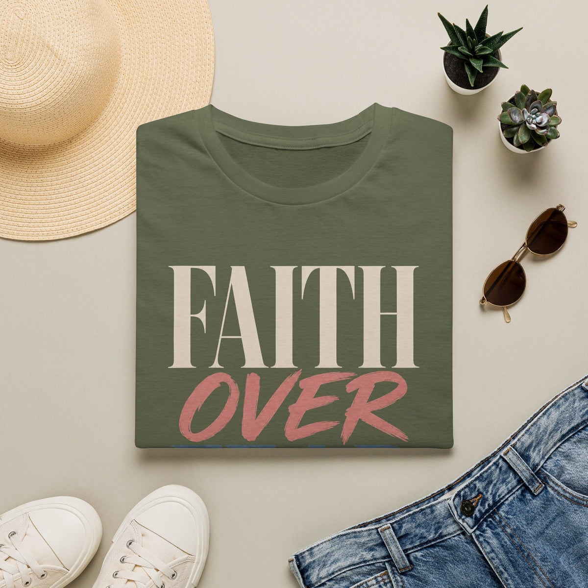 Faith Over Fear t-shirt | Inspirational Christian Typography Tee