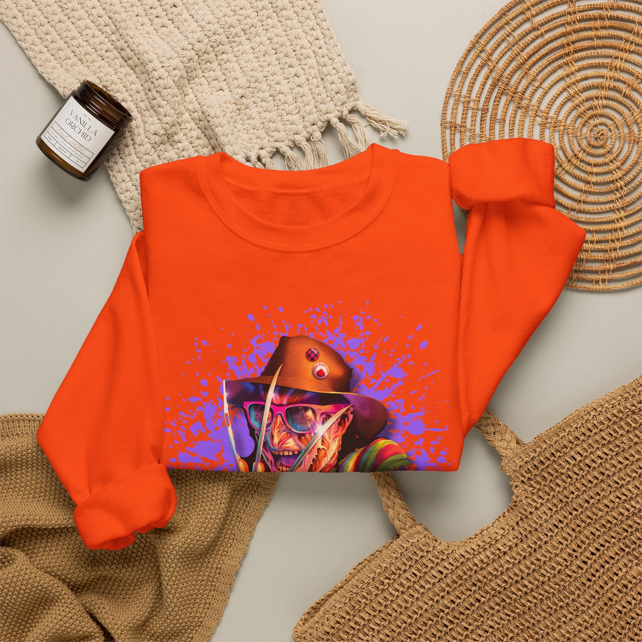 Neon Nightmare Freddy Krueger Sweatshirt | Retro Horror Splatter