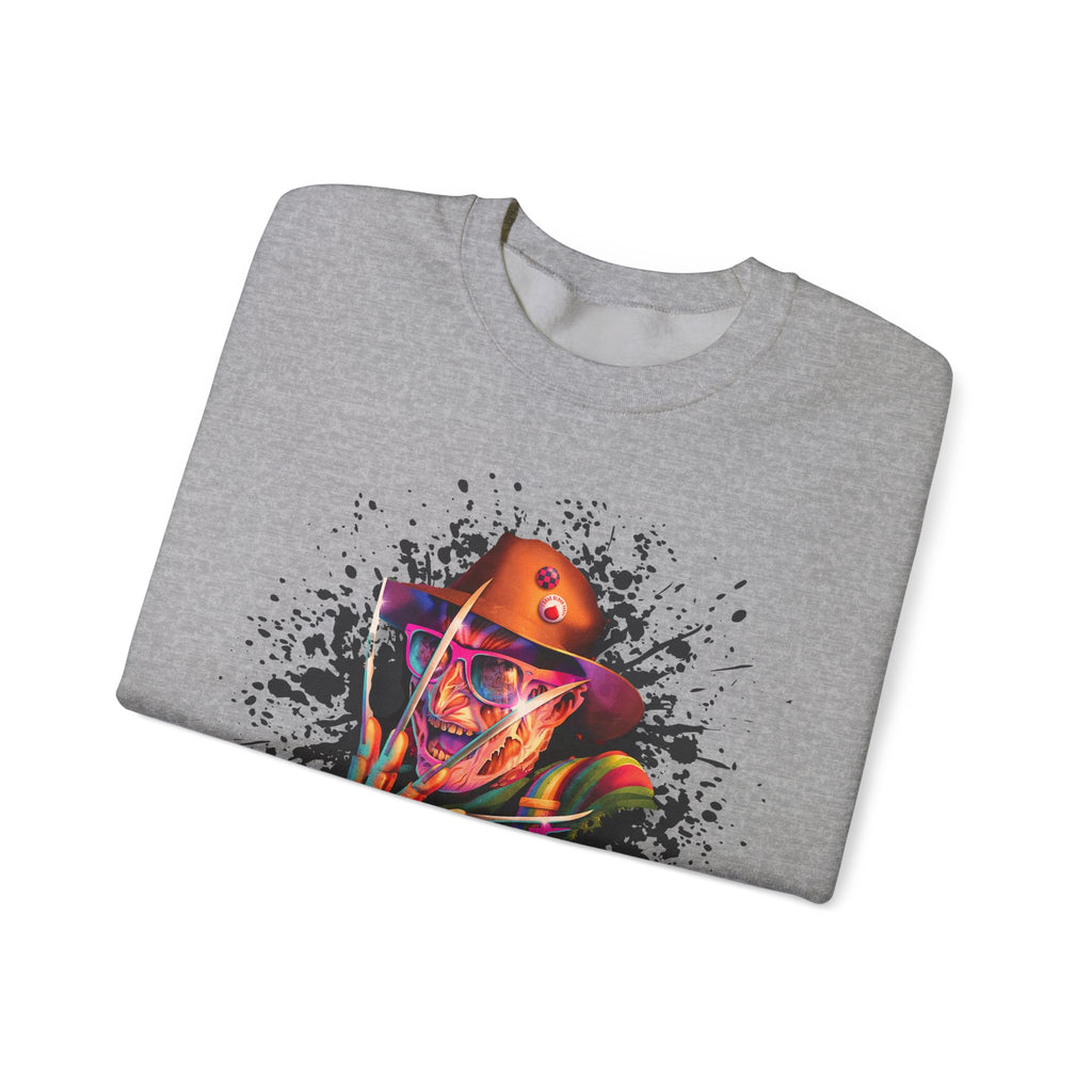 Neon Nightmare Freddy Krueger Sweatshirt | Retro Horror Splatter