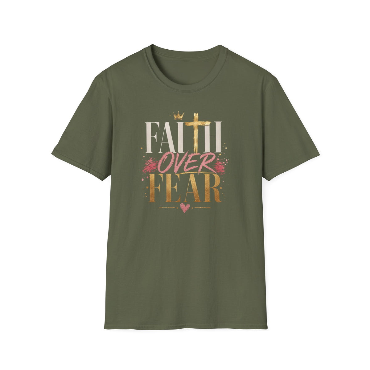 Faith Over Fear T-Shirt | Christian Cross Typography