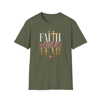 Faith Over Fear T-Shirt | Christian Cross Typography