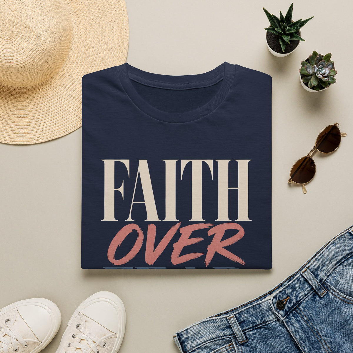 Faith Over Fear t-shirt | Inspirational Christian Typography Tee