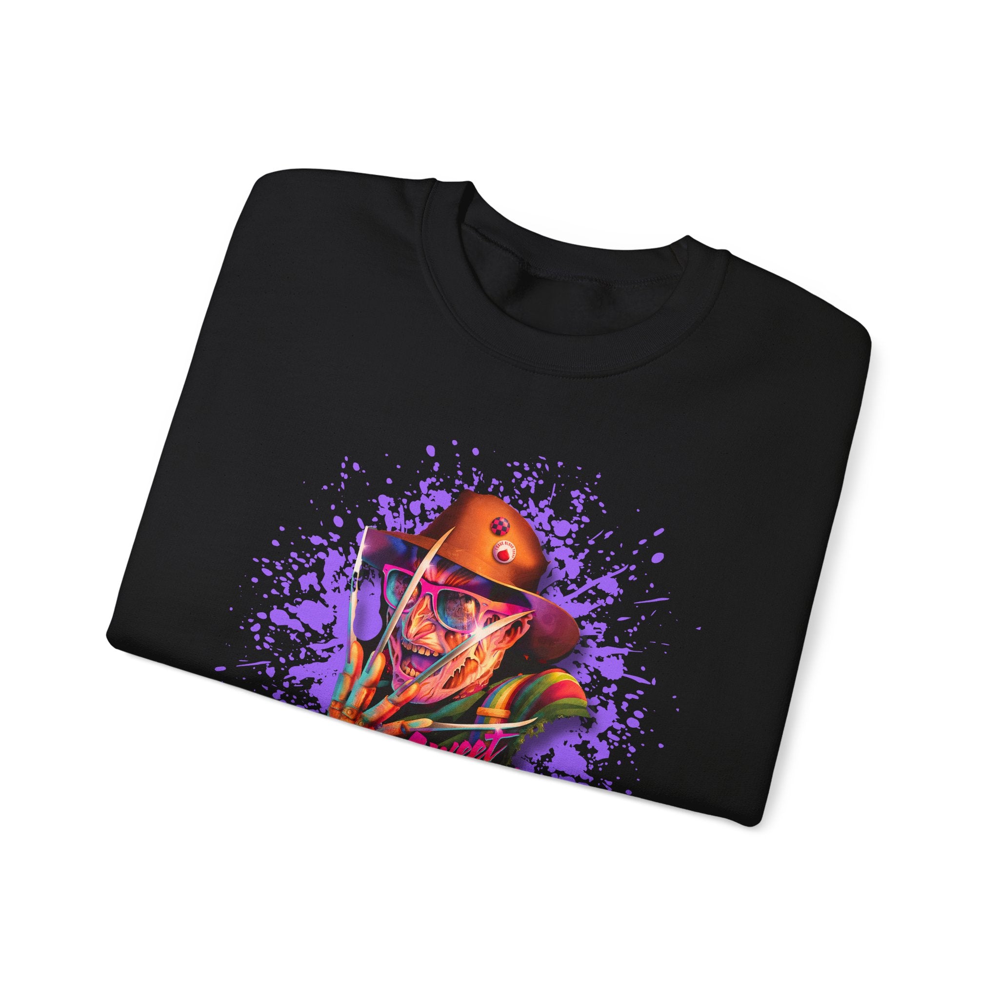 Neon Nightmare Freddy Krueger Sweatshirt | Retro Horror Splatter