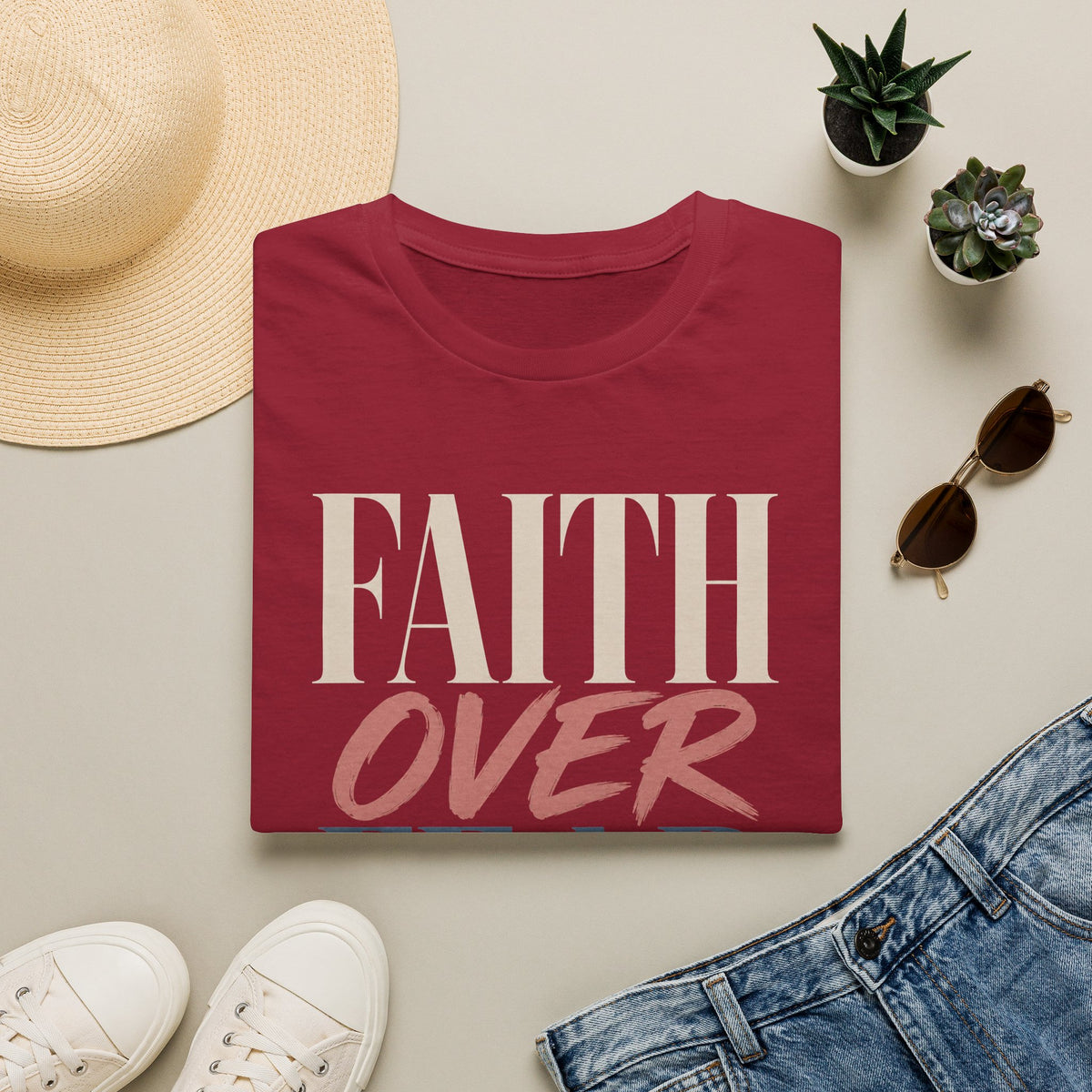 Faith Over Fear t-shirt | Inspirational Christian Typography Tee