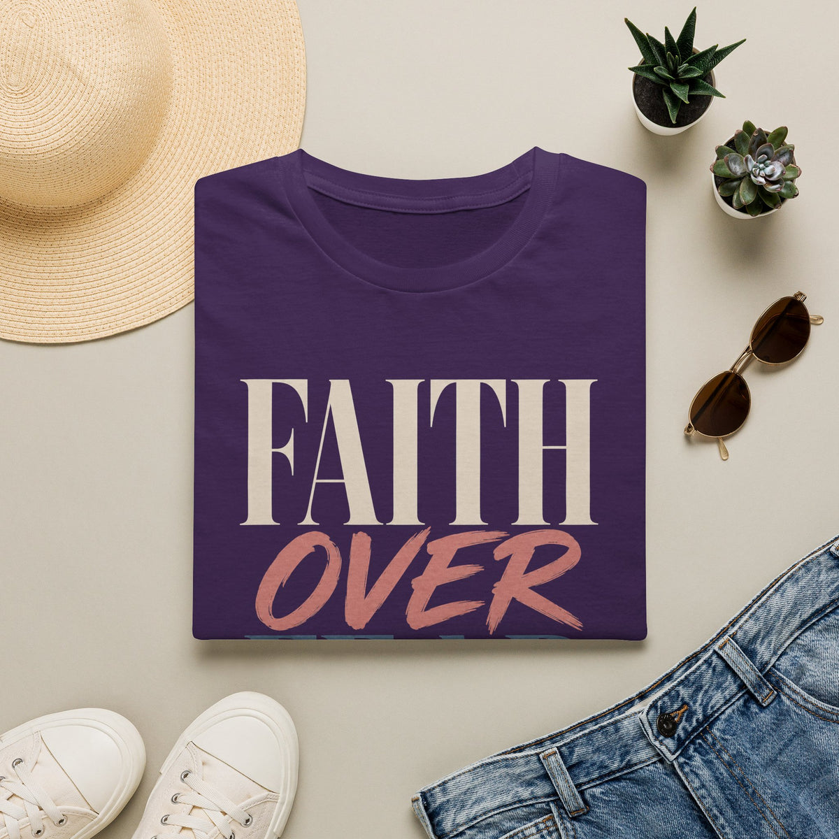 Faith Over Fear t-shirt | Inspirational Christian Typography Tee