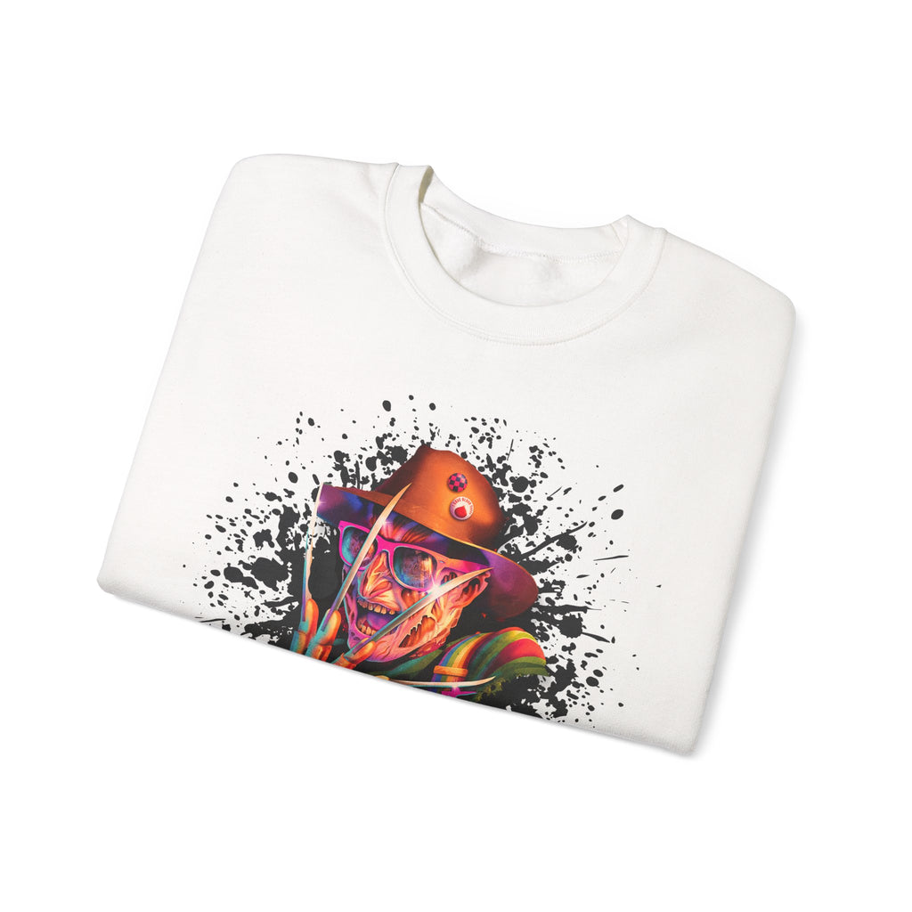 Neon Nightmare Freddy Krueger Sweatshirt | Retro Horror Splatter