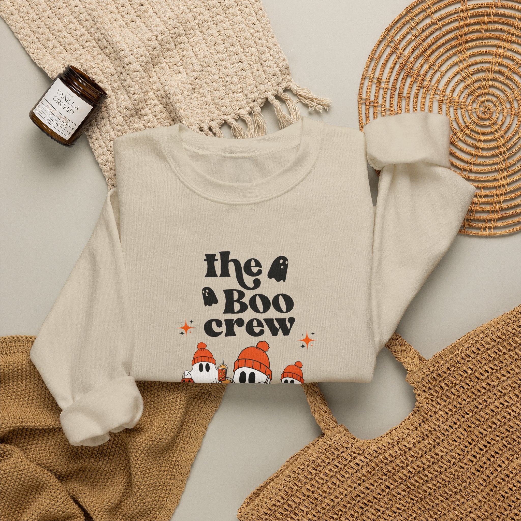 Crewneck Sweatshirt — "The Boo Crew" Cute Ghost Halloween Pullover
