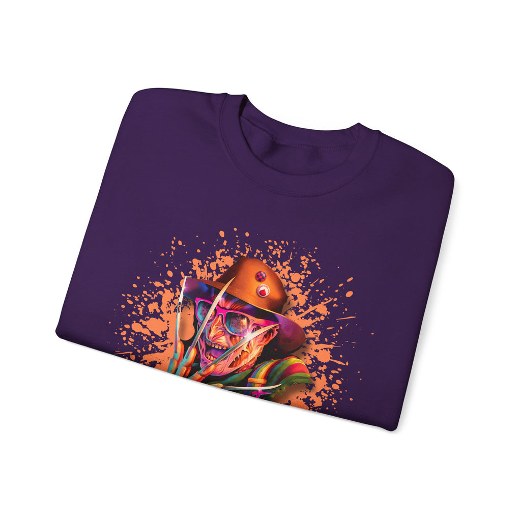 Neon Nightmare Freddy Krueger Sweatshirt | Retro Horror Splatter