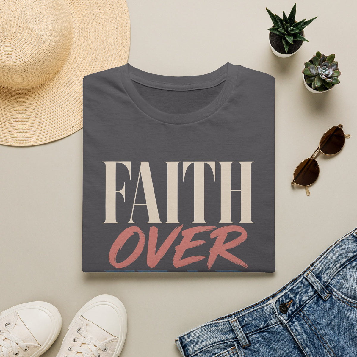 Faith Over Fear t-shirt | Inspirational Christian Typography Tee