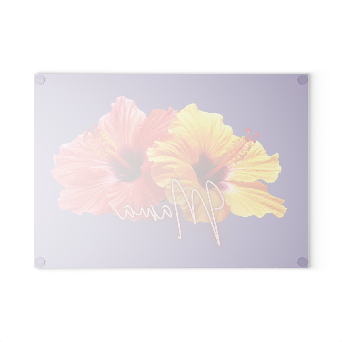 Mama Hibiscus Glass Cutting Board — Tropical Floral Kitchen Gift for Moms