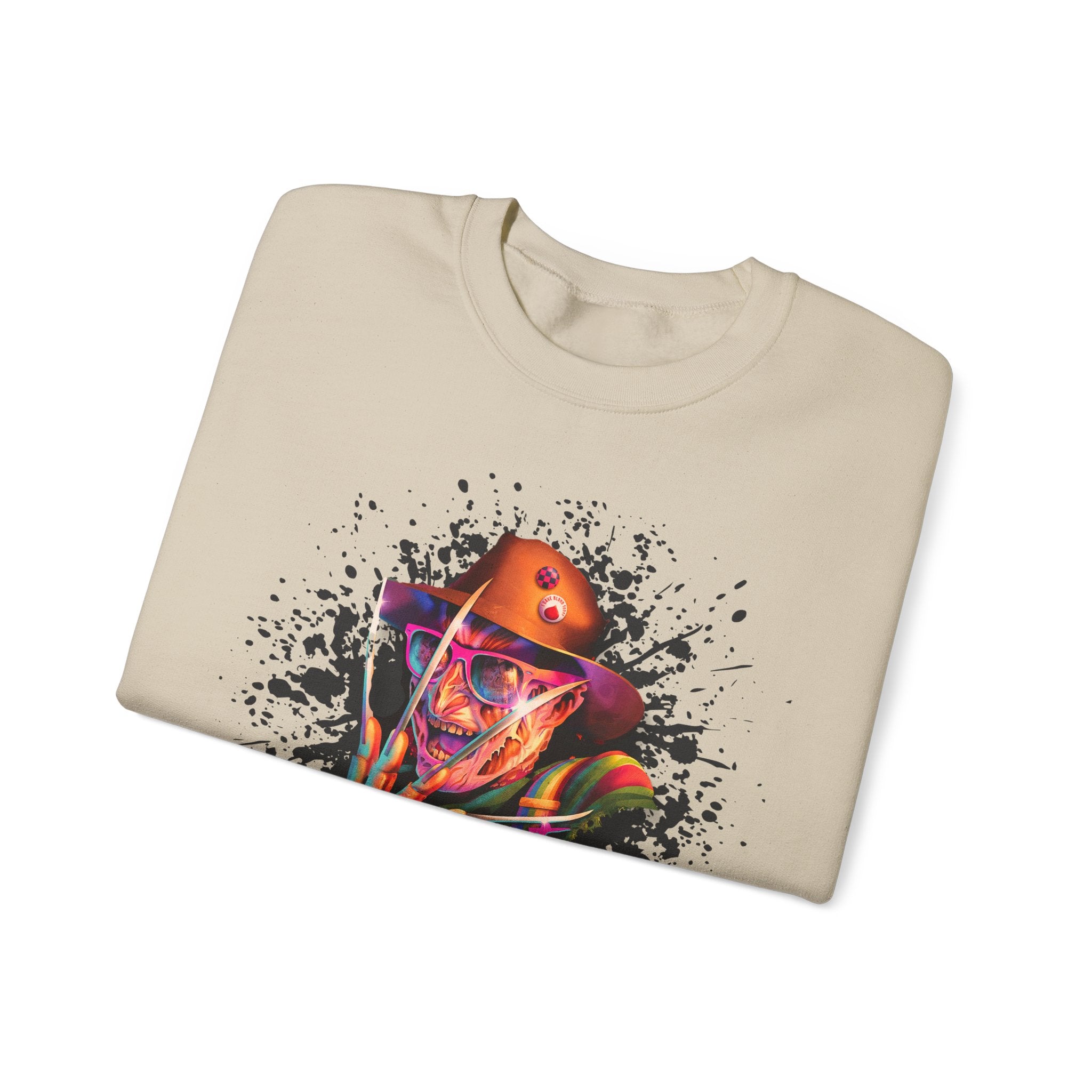 Neon Nightmare Freddy Krueger Sweatshirt | Retro Horror Splatter
