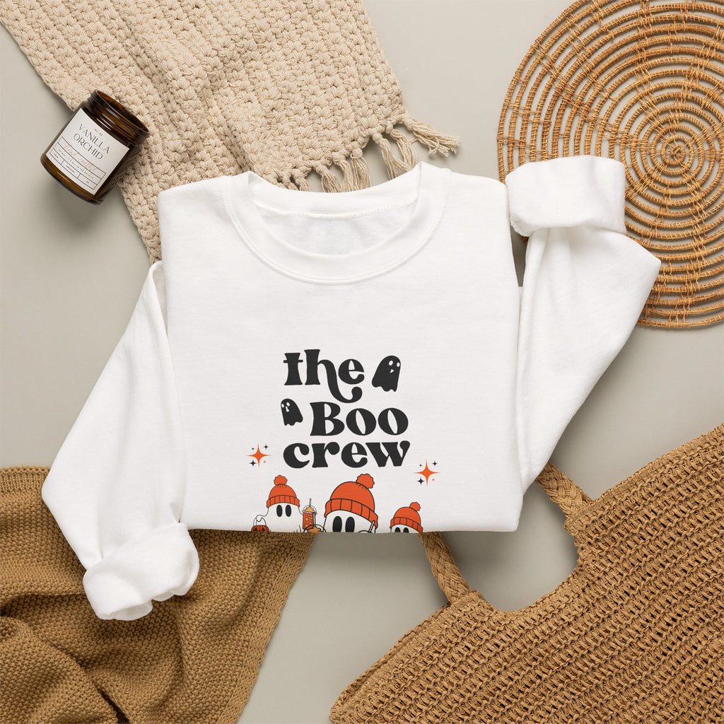 Crewneck Sweatshirt — "The Boo Crew" Cute Ghost Halloween Pullover