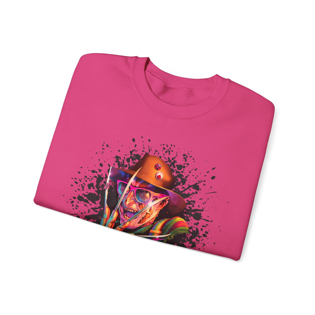 Neon Nightmare Freddy Krueger Sweatshirt | Retro Horror Splatter