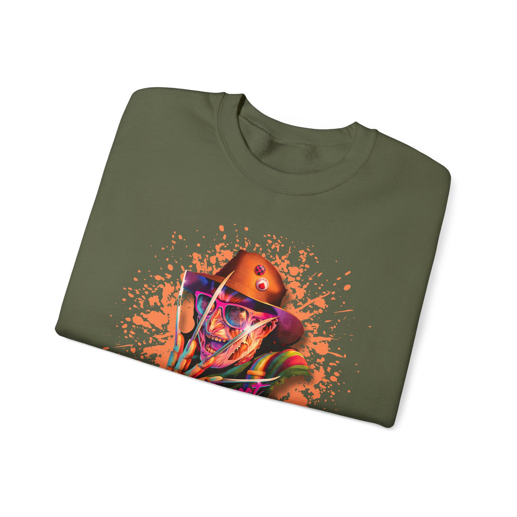 Neon Nightmare Freddy Krueger Sweatshirt | Retro Horror Splatter