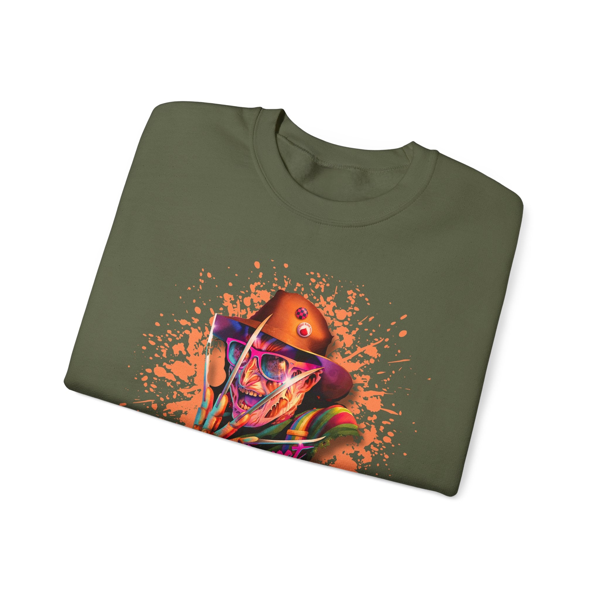 Neon Nightmare Freddy Krueger Sweatshirt | Retro Horror Splatter