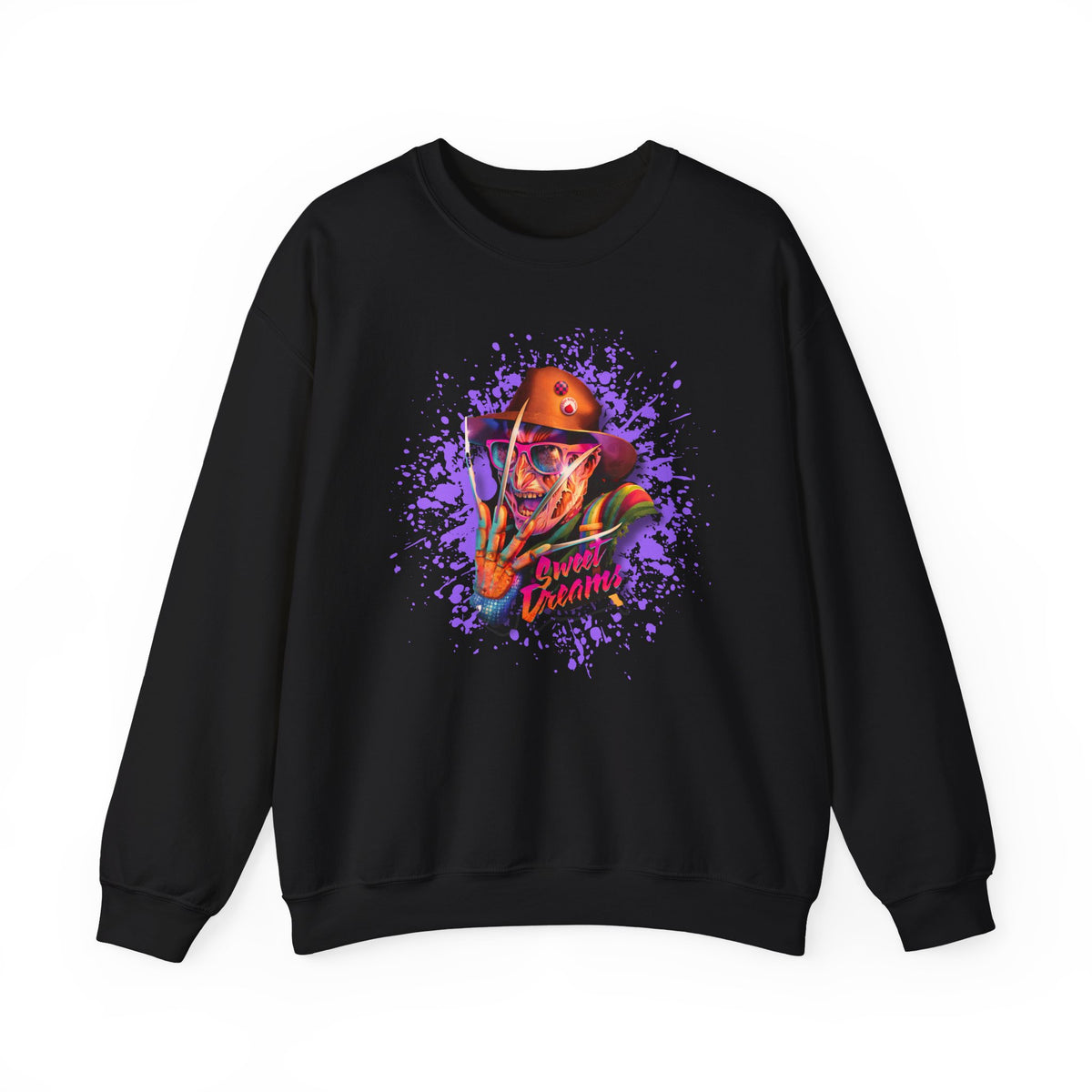 Neon Nightmare Freddy Krueger Sweatshirt | Retro Horror Splatter