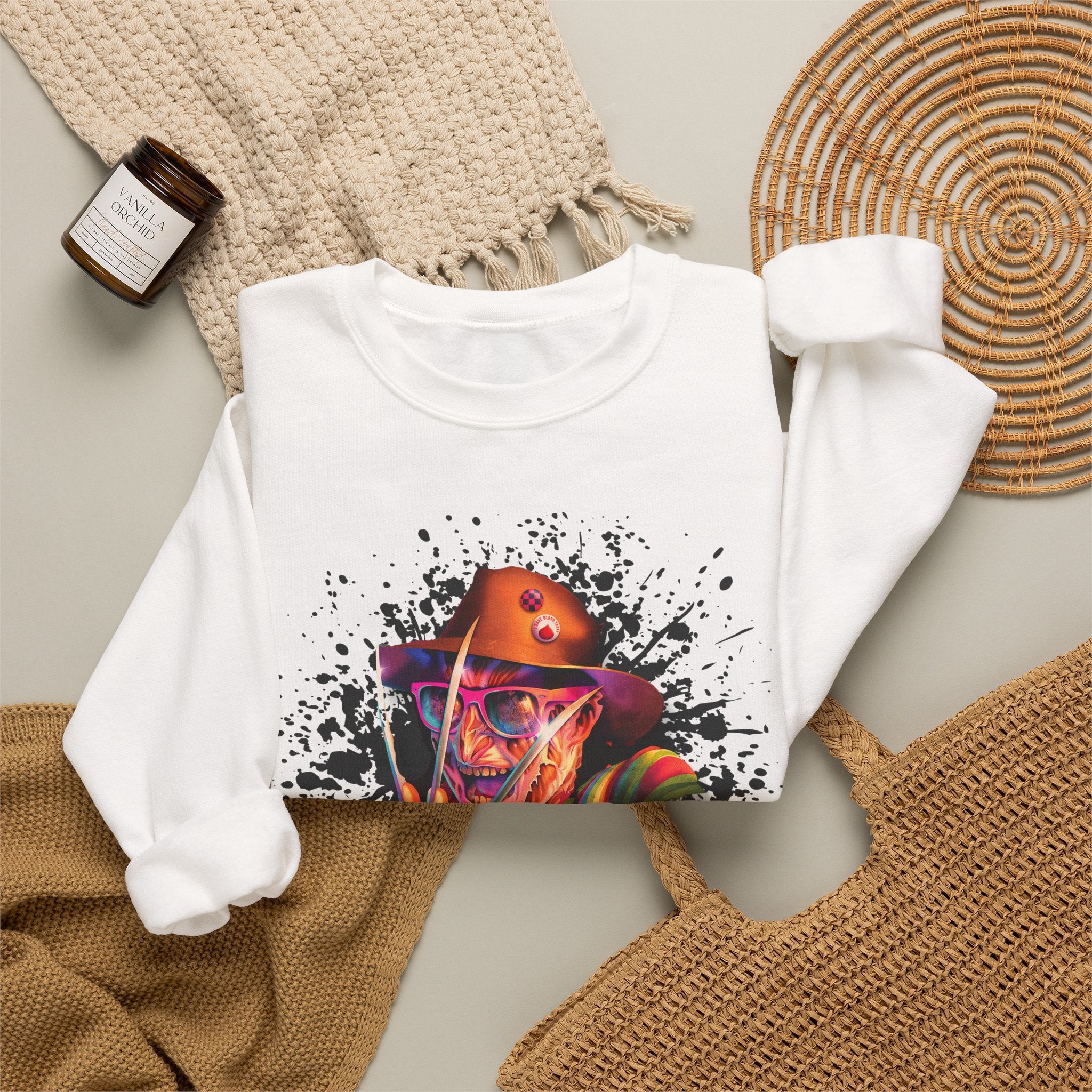 Neon Nightmare Freddy Krueger Sweatshirt | Retro Horror Splatter