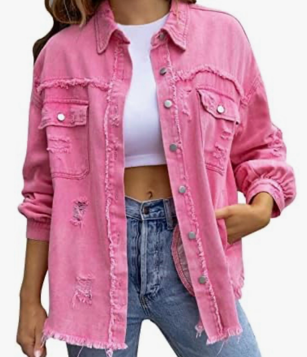 💎 The Gemma Distressed Oversized Denim Jacket